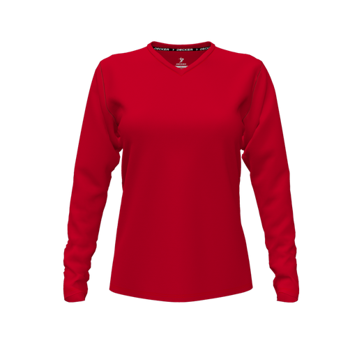 [FTLVCFRD-FYXS] Decker Comfort T-Shirt (Female Youth XS, Red, V Neck, None, Long Sleeve)